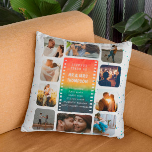 Sunset Photo Collage Mr and Mrs 70th Anniversary Cushion