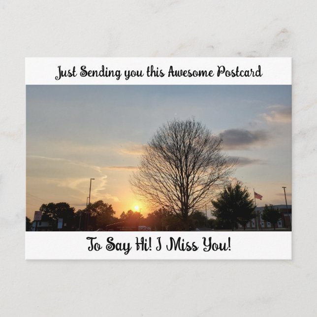 Sunset Photo "I Miss YOU" Saying Hi Postcard (Front)
