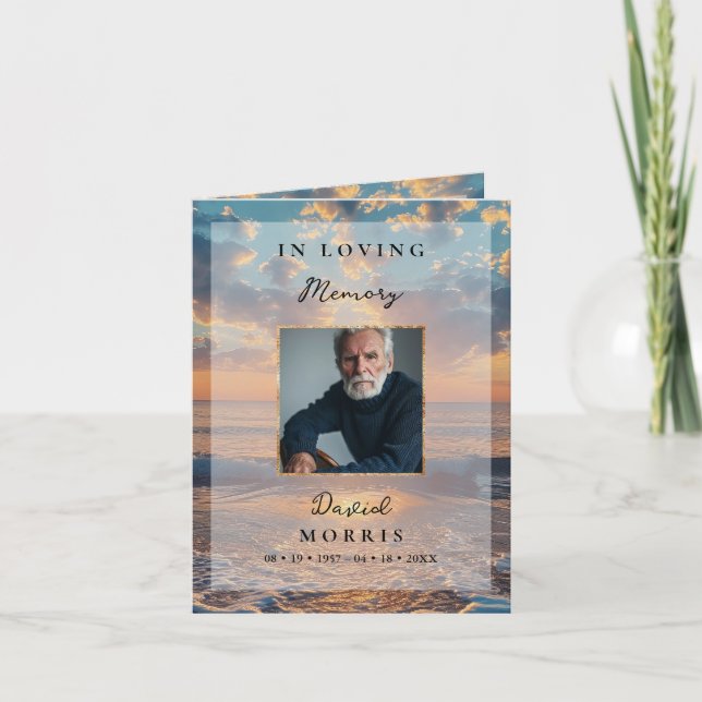 Sunset Photo Memorial Funeral Program Template (Front)