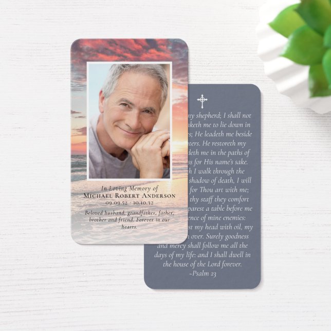 Sunset Photo Memorial Prayer Card (Desk)