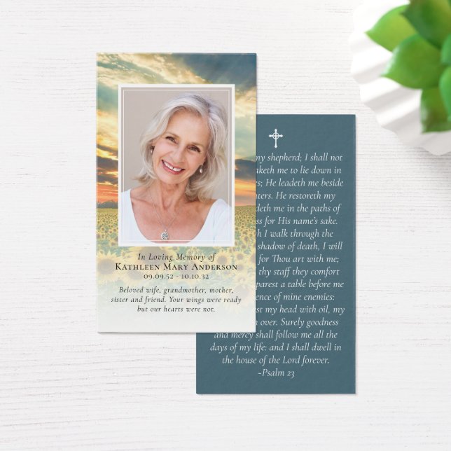 Sunset Photo Memorial Prayer Card (Desk)