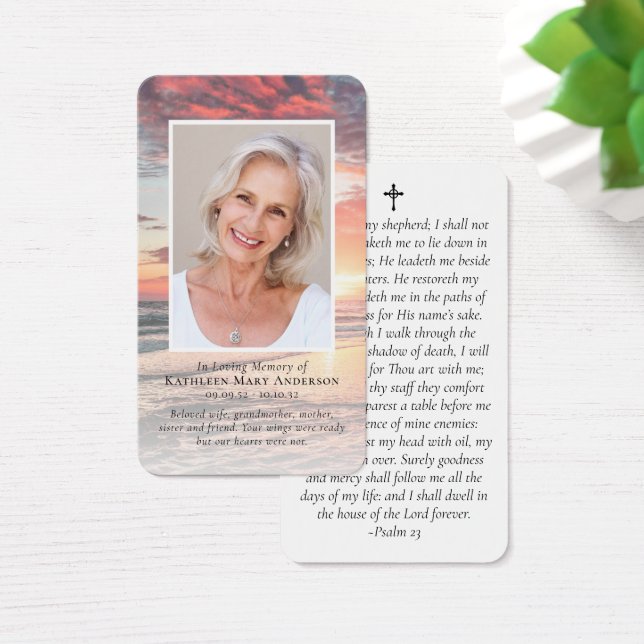 Sunset Photo Memorial Prayer Card (Desk)