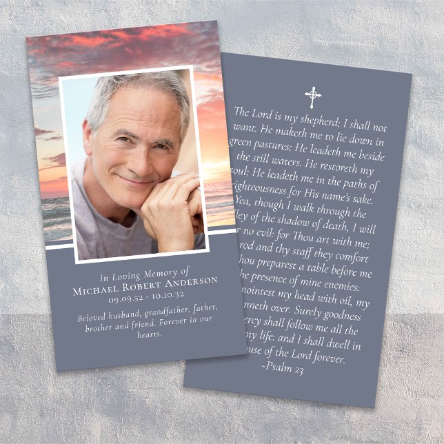 Sunset Photo Memorial Prayer Card (Creator Uploaded)