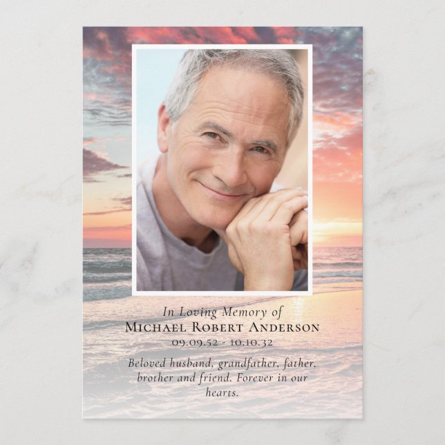 Sunset Photo Memorial Service Funeral Program (Front)