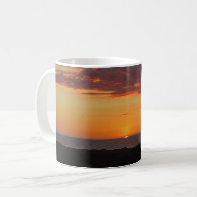 Sunset Photo Pacific Ocean Sun Setting Beach Coffee Mug (Front Left)