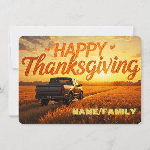 Sunset Pickup Truck – Happy Thanksgiving Holiday Card