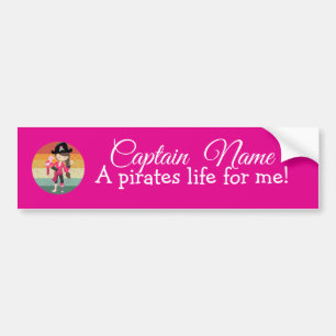 SUNSET Pink Girl  Party Pirates   Bumper Sticker