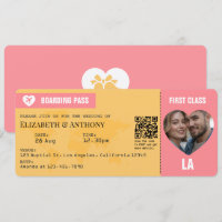 Sunset Pink & Goldenrod Boarding Pass Wedding