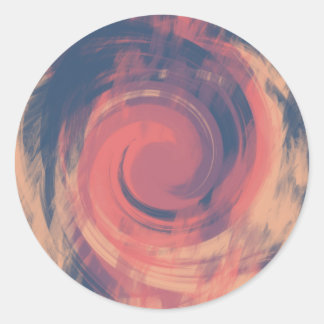 Sunset Pink Peach and Blue Swirl  Classic Round Sticker