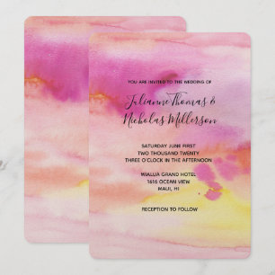 Sunset Pink Peach Yellow Watercolor Invitation