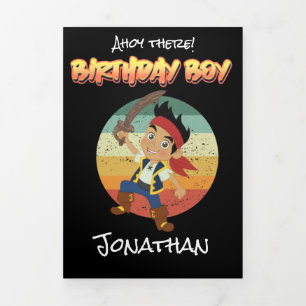 Sunset Pirate Boy 1st Birthday  Tri-Fold Card