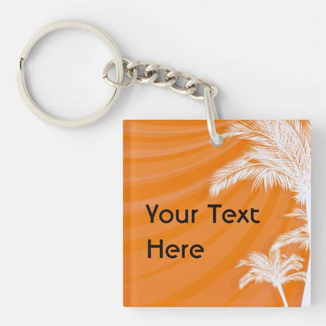 Sunset Plam Trees Key Ring (Front)