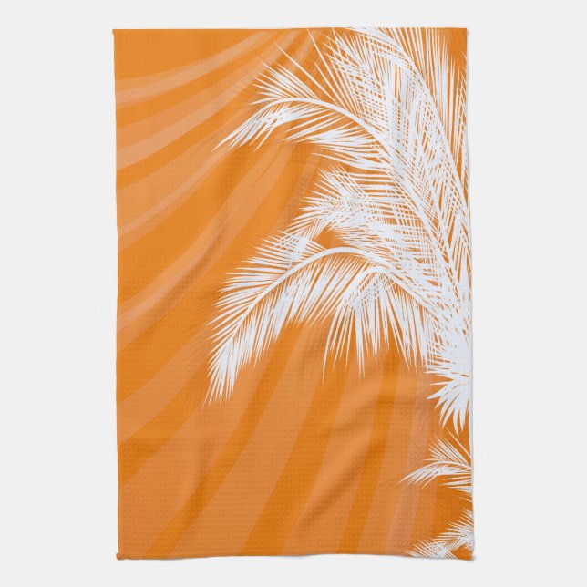 Sunset Plam Trees Tea Towel (Vertical)