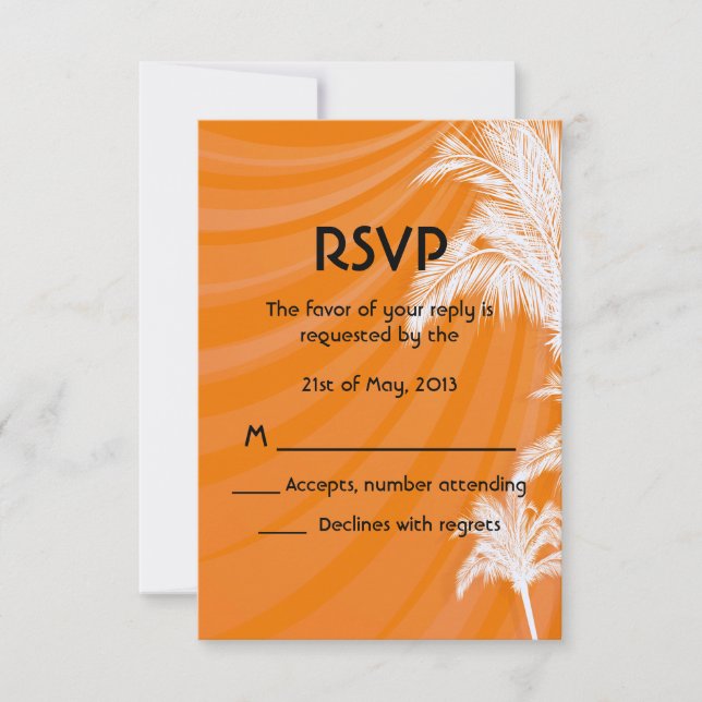 Sunset Plam Trees Wedding RSVP Card (Front)