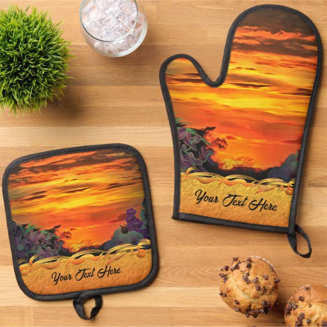 Sunset Plaza Marina 2584 Oven Mitt & Pot Holder Set (Creator Uploaded)