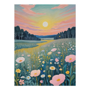 Sunset Poppies Poster