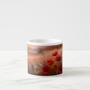 Sunset Poppy Field Impressionist Painting Espresso Cup