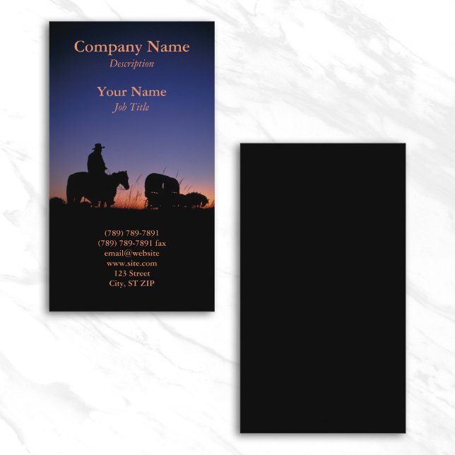 Sunset Profile Card (Sunset Wagon Train Photo Vertical Business Card)