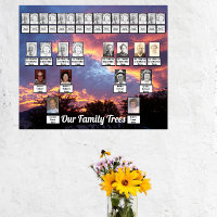 Sunset Purple Gold Photo Two Family Trees Poster