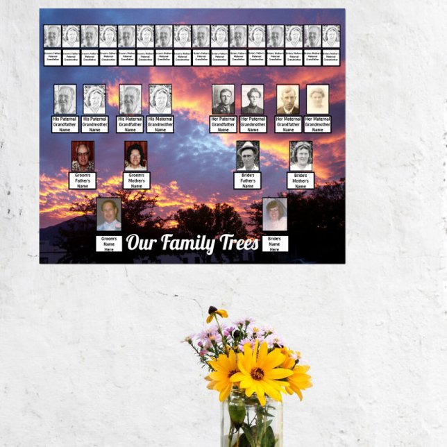 Sunset Purple Gold Photo Two Family Trees Poster (Creator Uploaded)