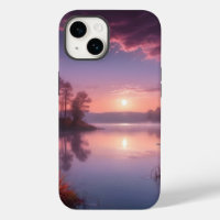 Sunset Purple Lake Landscape Three