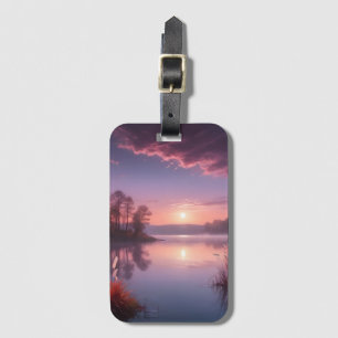 Sunset Purple Lake Landscape Three Luggage Tag