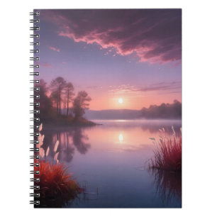 Sunset Purple Lake Landscape Three Notebook