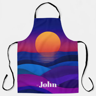 Sunset Purple & Royal Blue Custom Name Apron