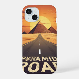 Sunset Pyramids Road Egypt Travel Art iPhone 15 Case
