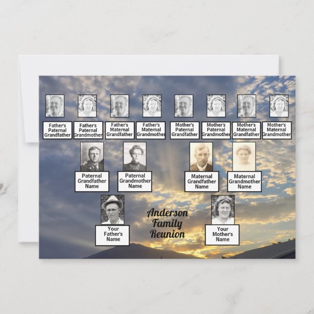 Sunset Rays 3 Generation Family Reunion Invitation (Front)