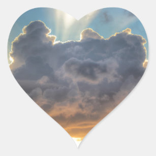 Sunset Rays of Light through Stormy Clouds Heart Sticker