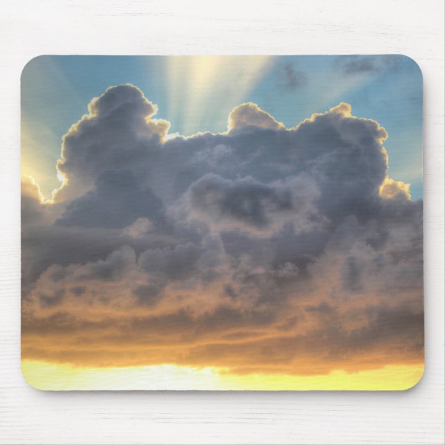 Sunset Rays of Light through Stormy Clouds Mouse Pad (Front)