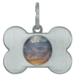 Sunset Rays of Light through Stormy Clouds Pet ID Tag
