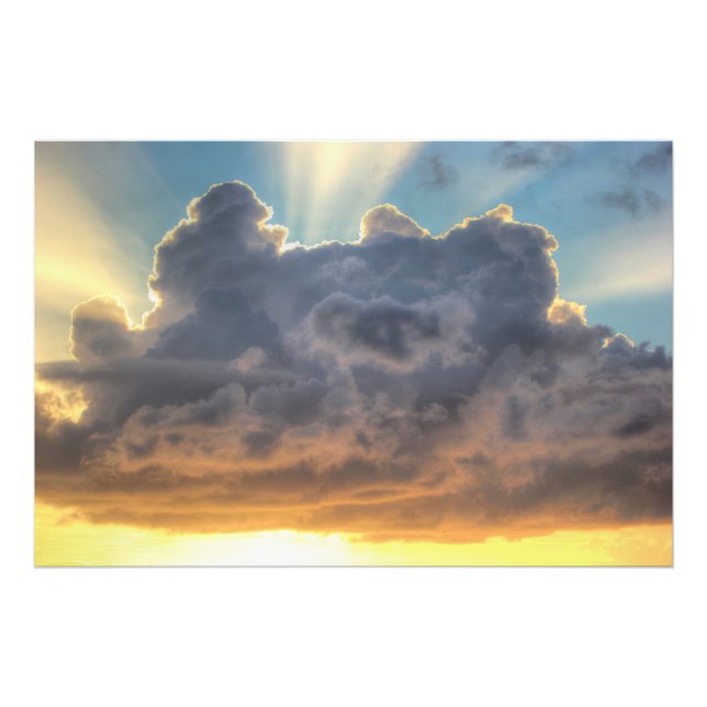 Sunset Rays of Light through Stormy Clouds Photo Print (Front)
