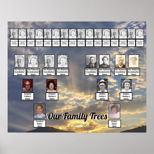 Sunset Rays Through Clouds Photo 2 Family Trees Poster (Front)
