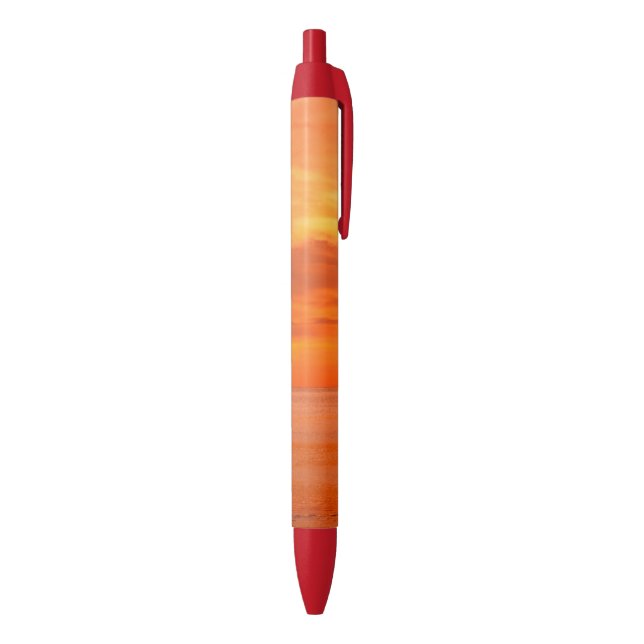Sunset Red Orange Yellow Colours Trendy Nature Blue Ink Pen (Bottom (Vertical))