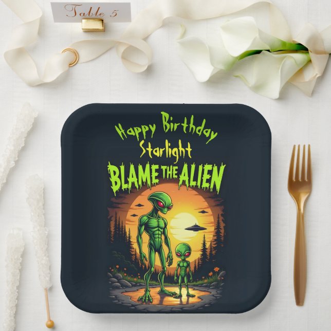 Sunset Reflection Highlights Alien Mystery Paper Plate (Wedding)
