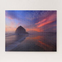 Sunset Reflection of Haystack Rock at Cannon Beach