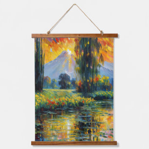 Sunset Reflection Vibrant Landscape Impressionism Hanging Tapestry