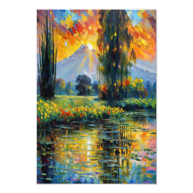 Sunset Reflection Vibrant Landscape Impressionism  Photo Print (Front)