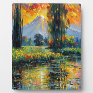 Sunset Reflection Vibrant Landscape Impressionism Plaque