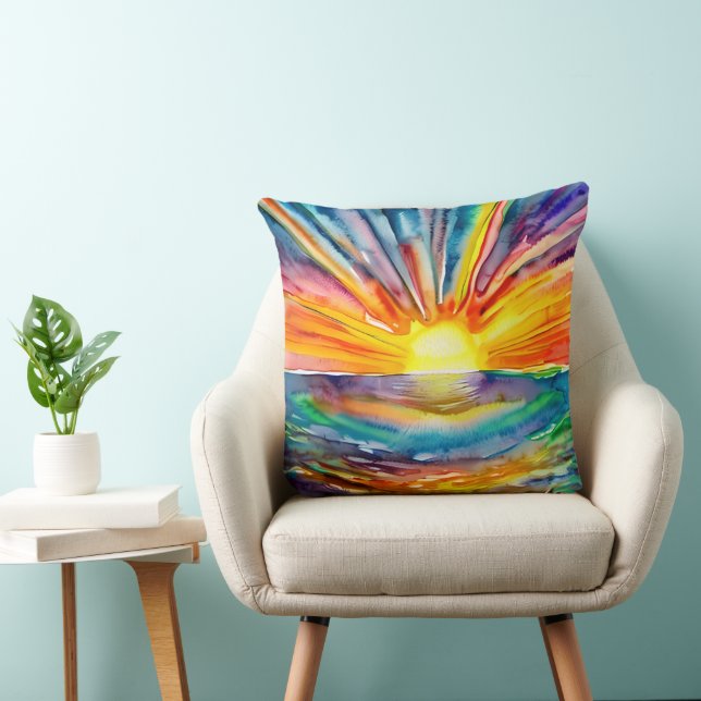 Sunset Reflection | Watercolor Art Cushion (Chair)