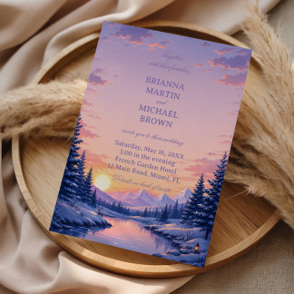 Sunset Reflections Across Snowy Invitation