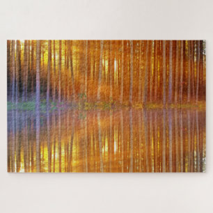 Sunset Reflections Birch Woods Difficult Puzzle