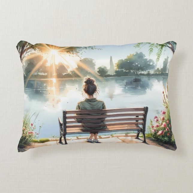 Sunset Reflections Lake Scene Decorative Cushion (Front)