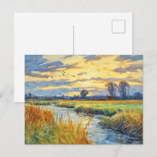 Sunset Reflections on the Havel River Postcard