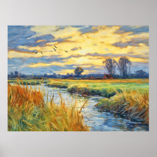 Sunset Reflections on the Havel River Poster