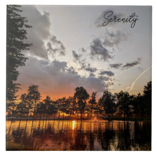 Sunset Reflections on the Lake Ceramic Tile