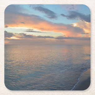 Sunset Reflections On The Water Square Paper Coaster