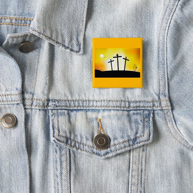 Sunset Religious Crosses  15 Cm Square Badge (Creator Uploaded)